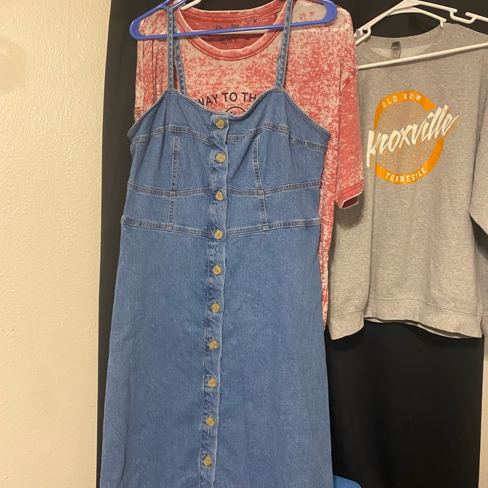 Universal Thread Blue Striped Denim Top xxl
